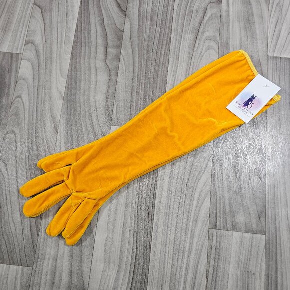 Yellow Velvet Elbow Length Gloves Costume Cosplay Formal, One Size - Picture 1 of 3